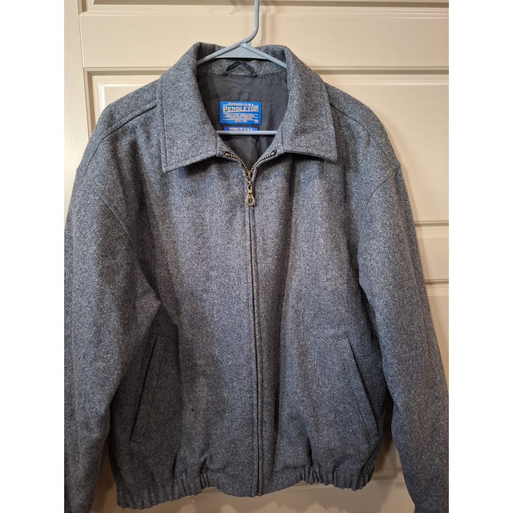 Pendleton Wool Bomber Jacket Men's Medium Gray Zi… - image 2